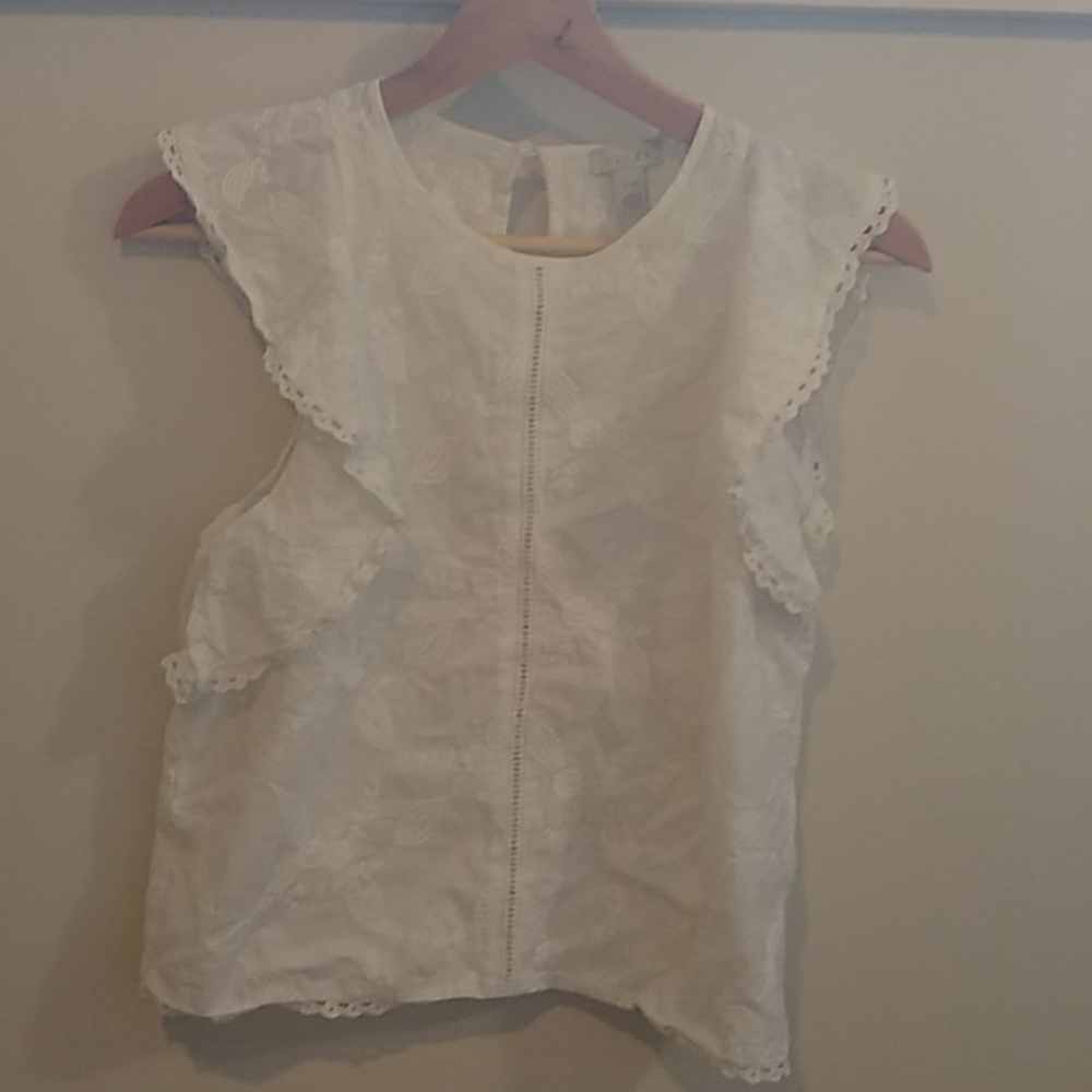 Hinge XXS white eyelet cotton blouse